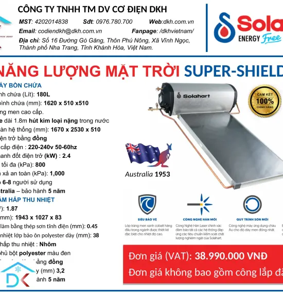 MÁY NĂNG LƯỢNG MẶT TRỜI SUPER-SHIELD 180L