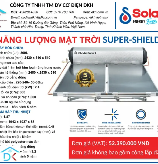 MÁY NĂNG LƯỢNG MẶT TRỜI SUPER-SHIELD 300L