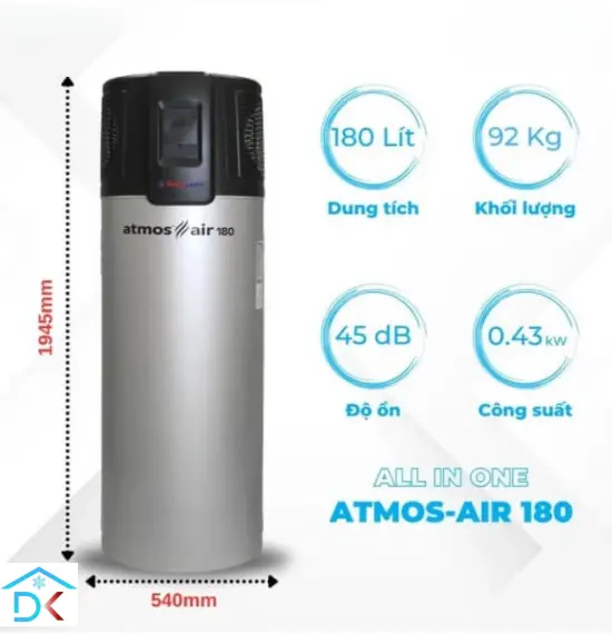 MÁY BƠM NHIỆT HEAT-PUMP ATMOS AIR 180L